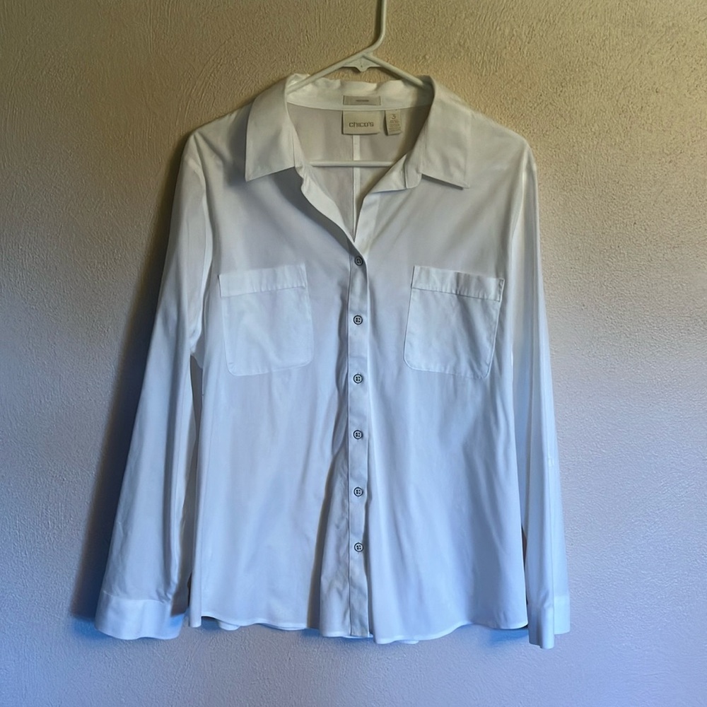 Chico’s White Button Up Sz 3